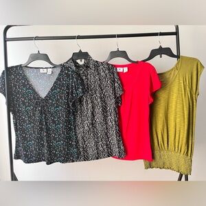 Women's Bundle of 4 Tops Short Sleeve -Size Large